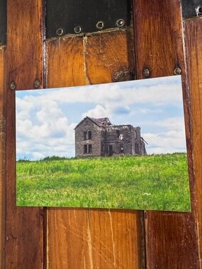 Rural Abandoned House Photo Print - Green Field Sky